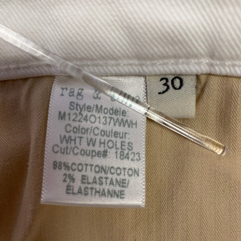 RAG & BONE Size 30 White Distressed Cotton Blend Skinny Jeans