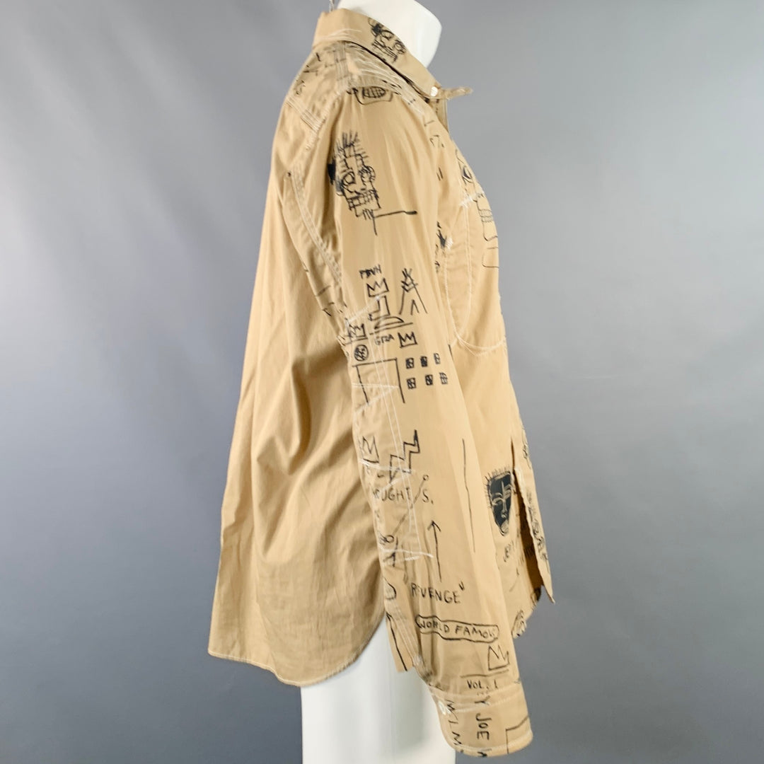 JUNYA WATANABE x BASQUIAT Size M Tan Black Graffiti Cotton Two Pockets Long Sleeve Shirt