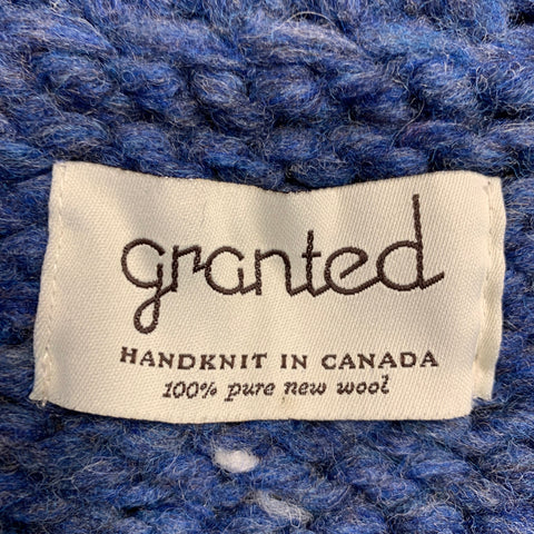 GRANTED Size M Blue White Color Block Virgin Wool Zip Up Sweater
