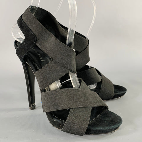ALLSAINTS Size 7 Black Suede Elastic Stiletto Sandals