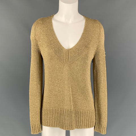 DIANE VON FURSTENBERG Size S Gold Acetate Blend Knitted Pullover