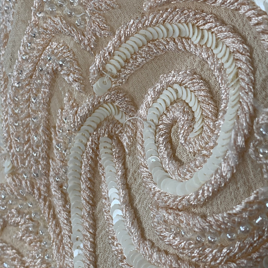 RALPH LAUREN Size M Beige Cream Silk Embroidered Spaghetti Straps Dress Top