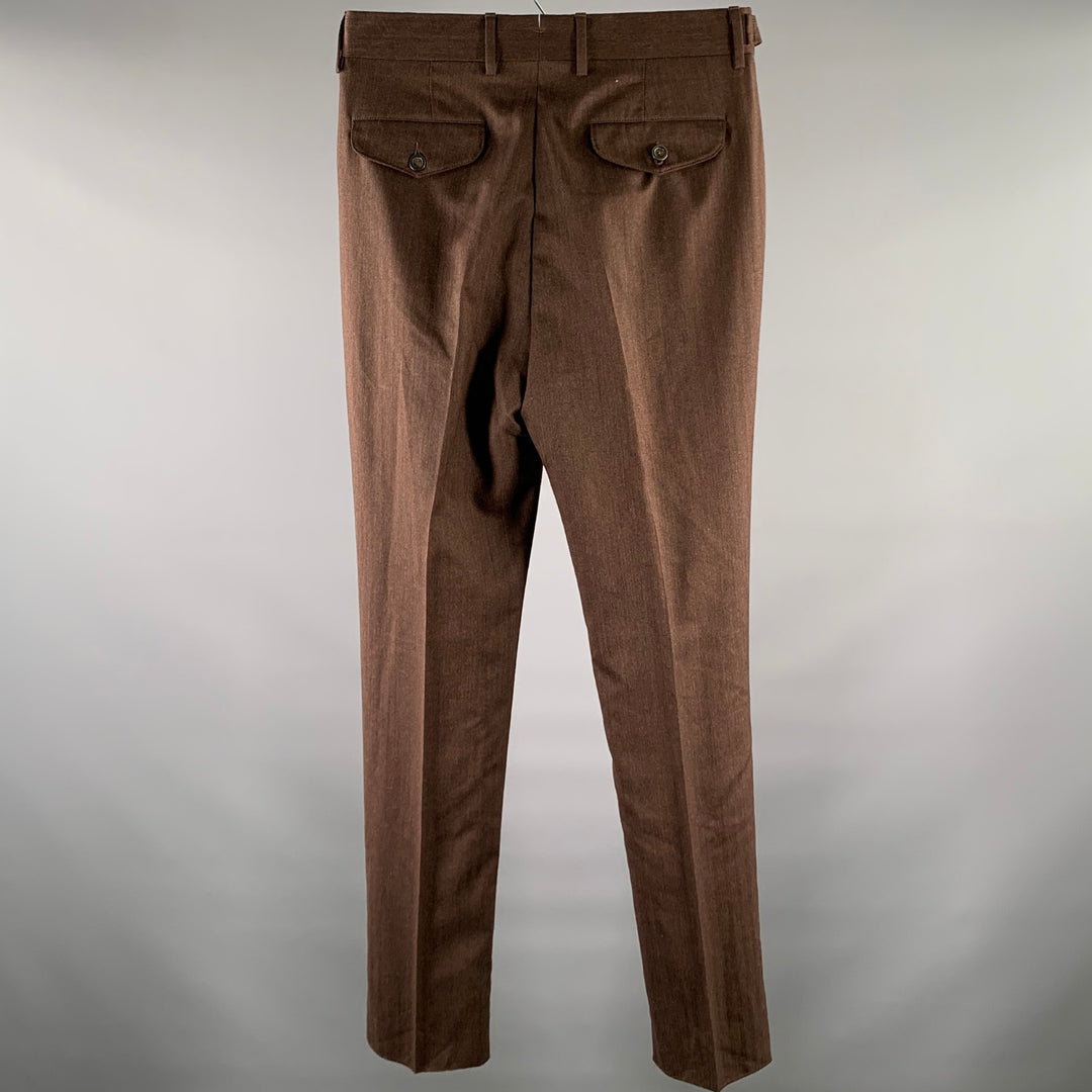 LARDINI Size 31 Brown Herringbone Wool Silk Pants