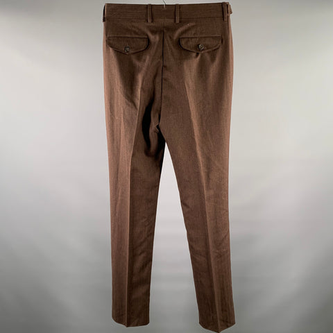 LARDINI Size 31 Brown Herringbone Wool Silk Pants