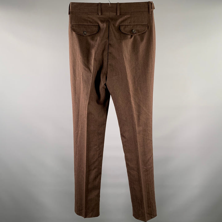 LARDINI Size 31 Brown Herringbone Wool Silk Pants