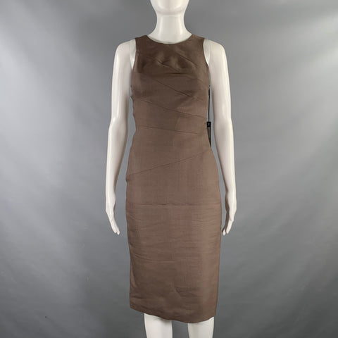VERSACE Size 2 Brown Silk  Wool Strappy Dress
