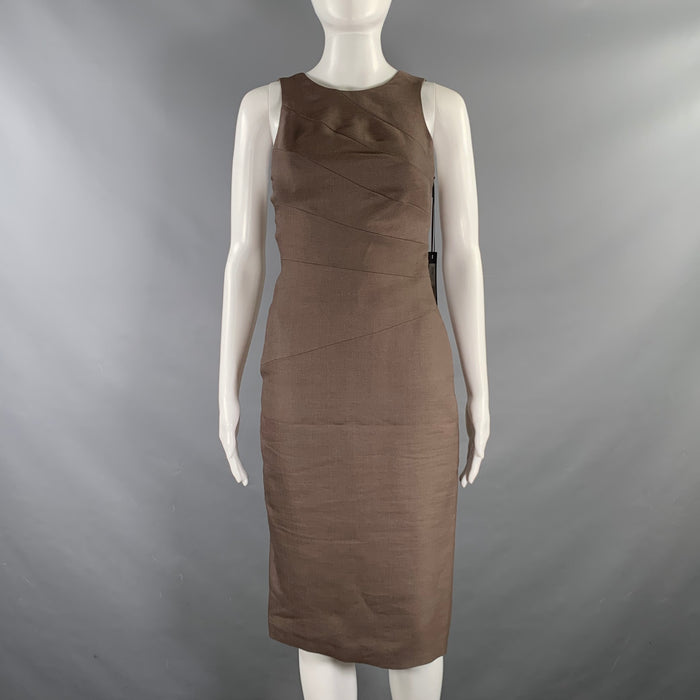VERSACE Size 2 Brown Silk  Wool Strappy Dress