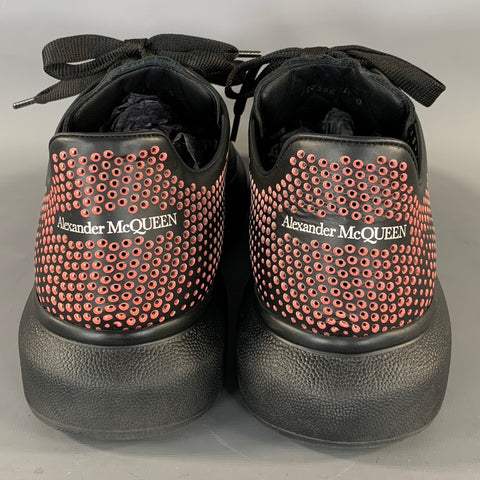 ALEXANDER MCQUEEN Size 9 Black Multi Color Perforated Leather Lace Up Shoes
