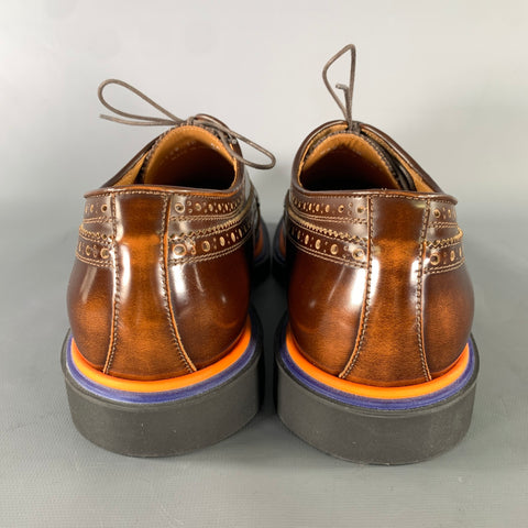PAUL SMITH Size 10 Brown Orange Wingtip Loafers