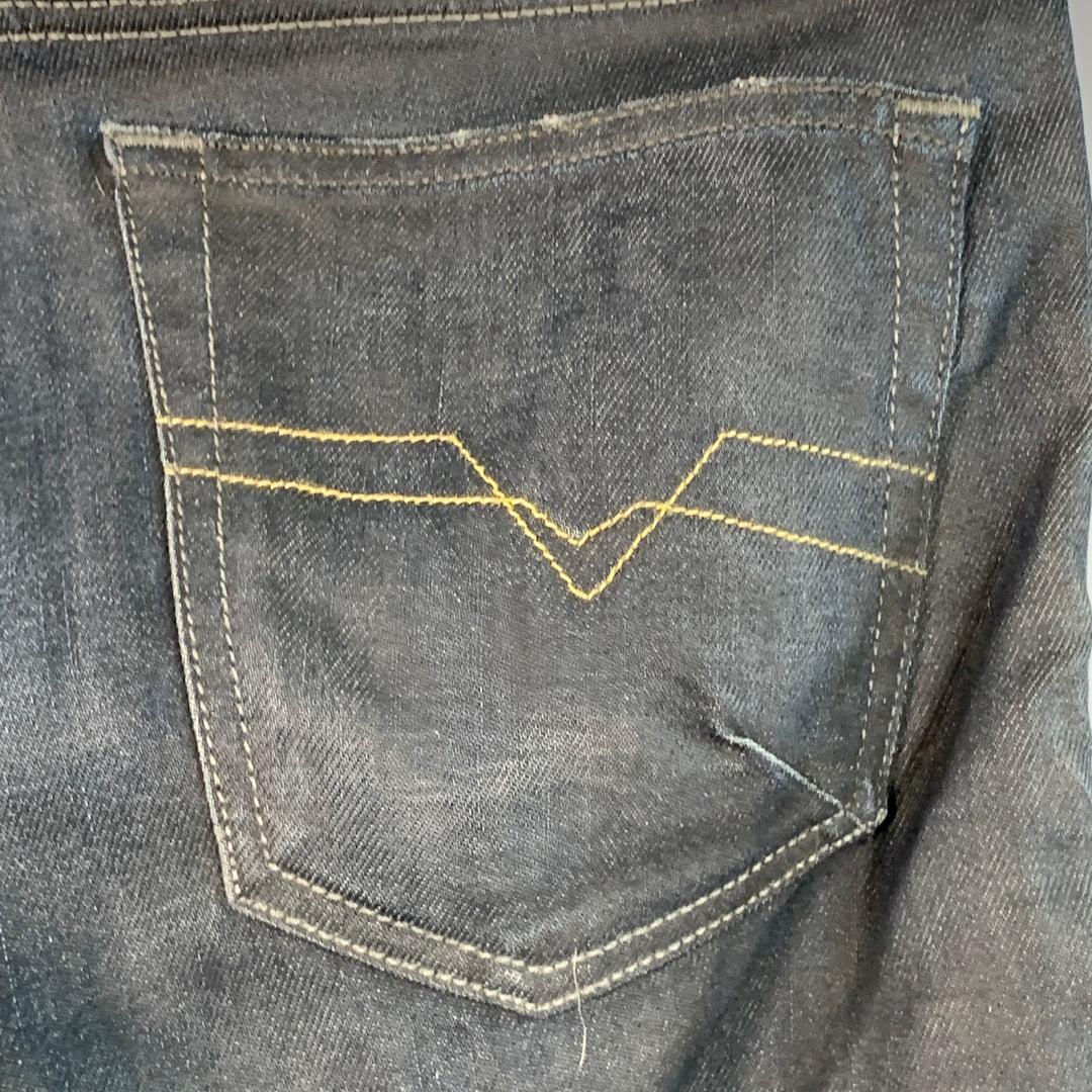 DIESEL Limited Edition Size 30 Shioner Indigo Cotton Blend Twill Sequined Distressed Skinny Jeans