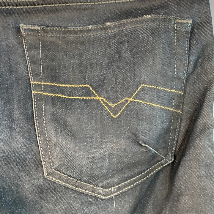 DIESEL Limited Edition Size 30 Shioner Indigo Cotton Blend Twill Sequined Distressed Skinny Jeans