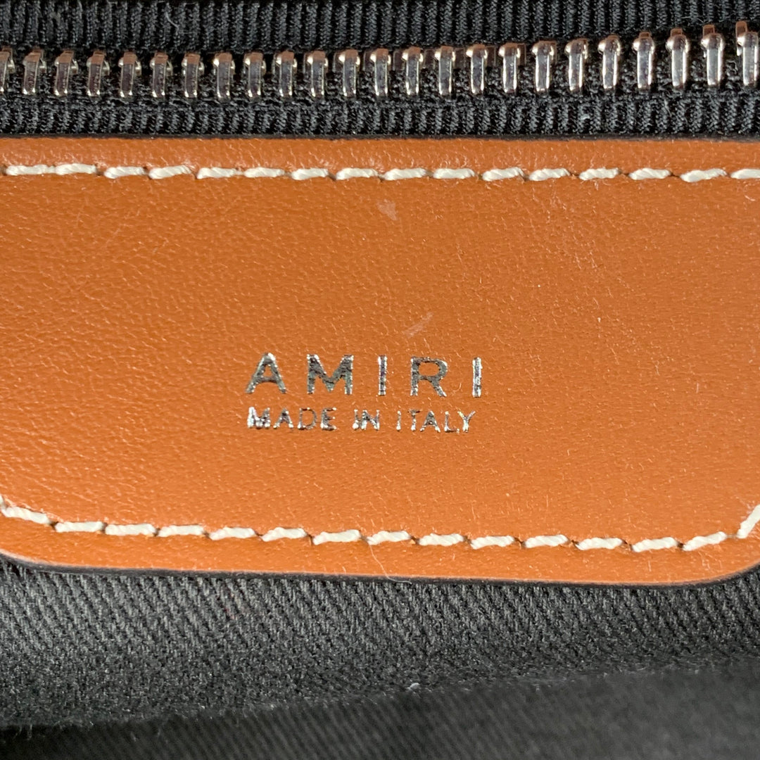 AMIRI Brown Cream Canvas Leather Backpack Bag