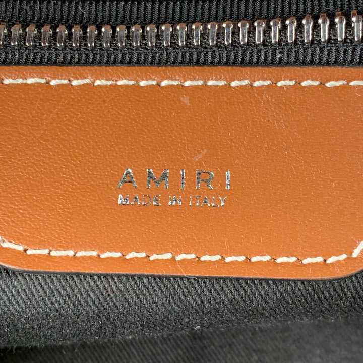 AMIRI Brown Cream Canvas Leather Backpack Bag