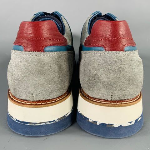 VINCI Size 9 Navy Grey Color Block Suede Sneakers