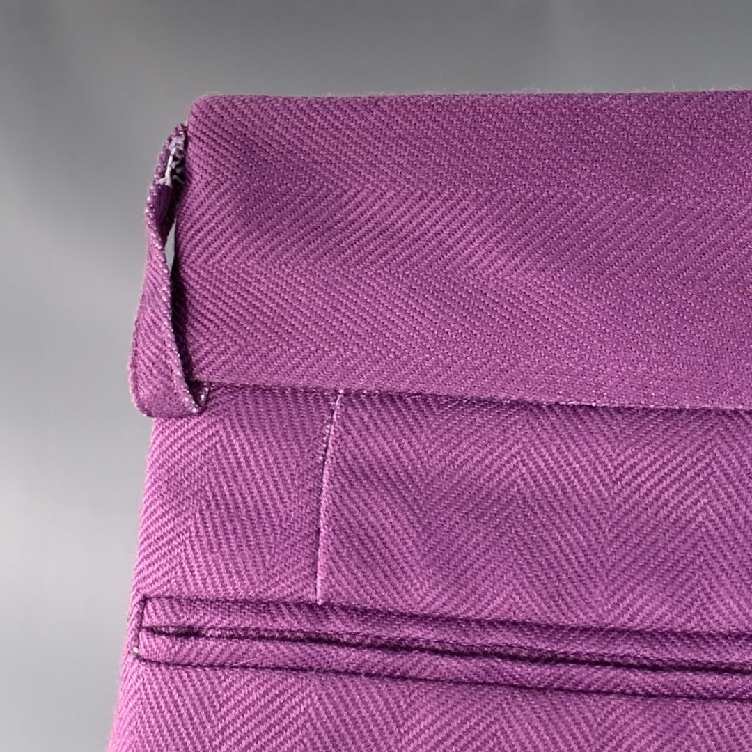 LABRUM Size 32 Purple Polyester Herringbone Pleated Dress Pants