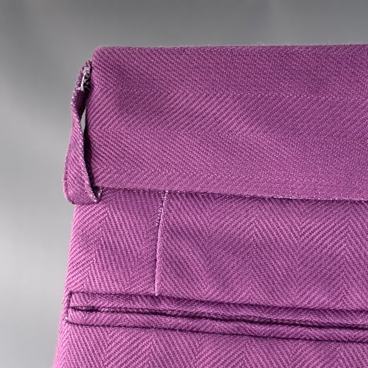 LABRUM Size 32 Purple Polyester Herringbone Pleated Dress Pants