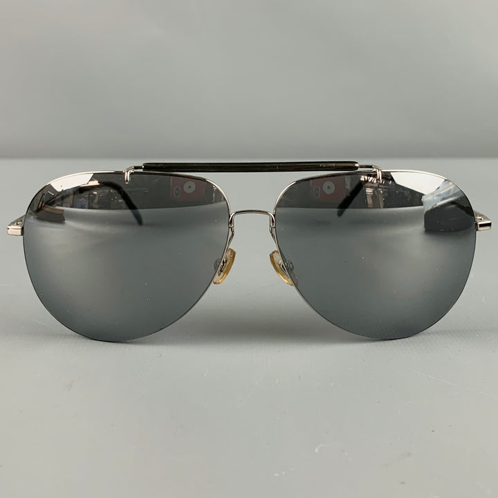 GUCCI Silver Metal Aviator Sunglasses