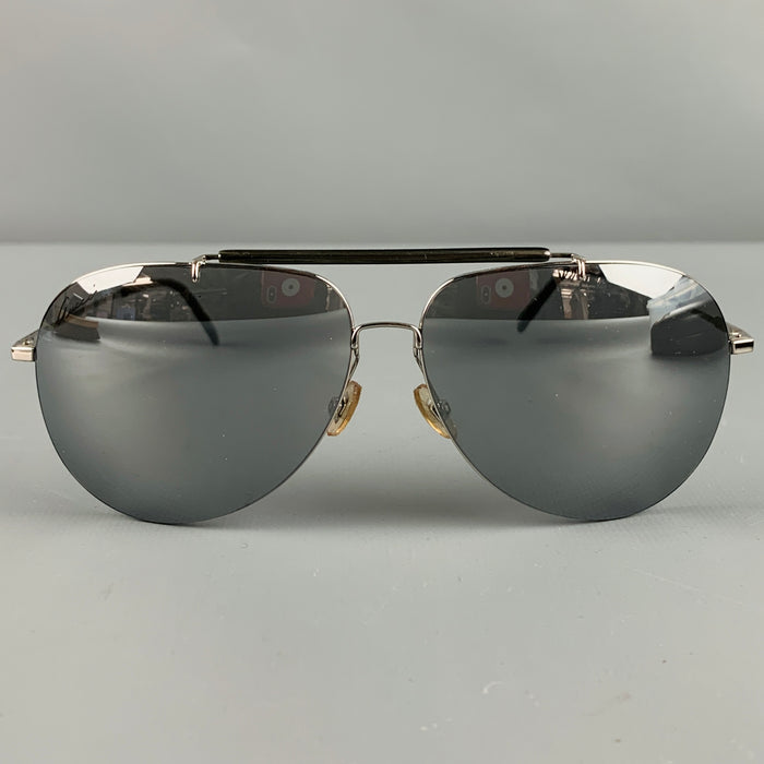 GUCCI Silver Metal Aviator Sunglasses