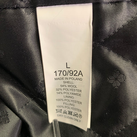 KATE SPADE Size L Black White Wool Blend Polka Dot Collarless Coat