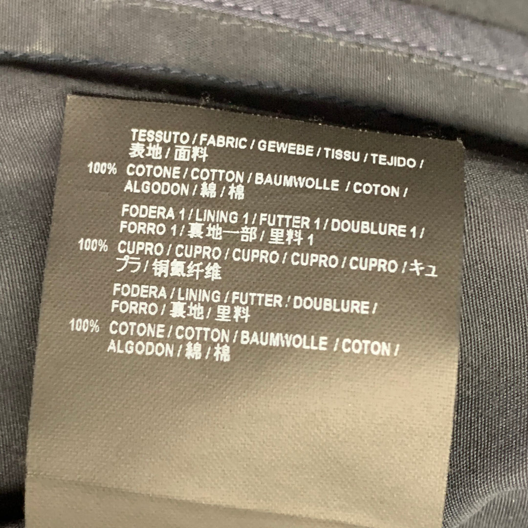 BALENCIAGA Size 10 Navy Cotton Belted A-Line Double Breasted Trench Coat