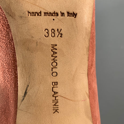 MANOLO BLAHNIK Size 8.5 Pink Suede Pointed Toe Pumps