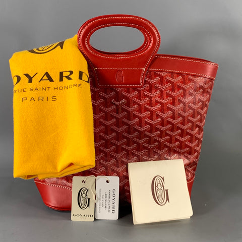 GOYARD BELUGA Red Monogram Canvas Leather Top Handles Handbag