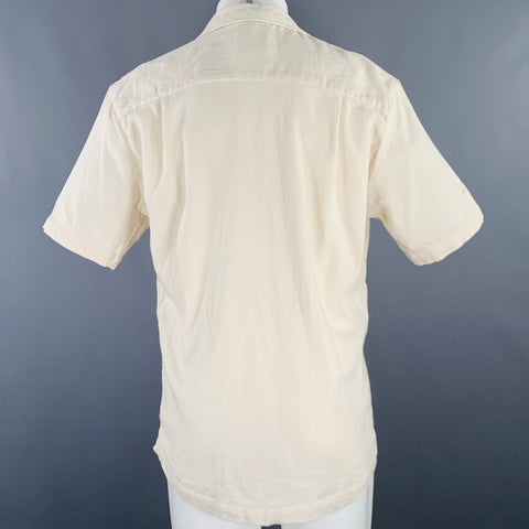 NO BRAND Size M Cream Cotton Two Pockets Short Sleeve Shirt