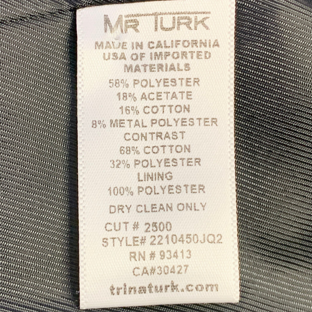 MR TURK Size 42 Black Pink Green Floral Jacquard Polyester Blend Sport Coat