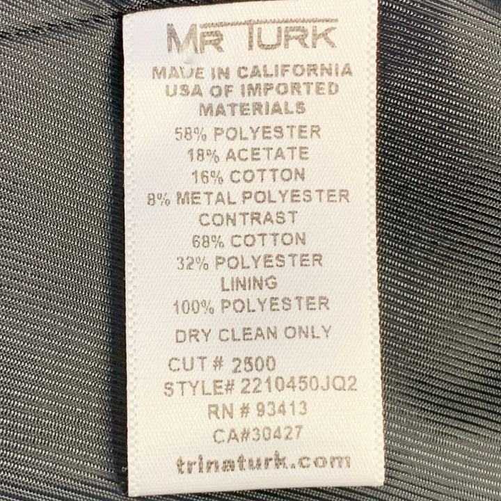 MR TURK Size 42 Black Pink Green Floral Jacquard Polyester Blend Sport Coat