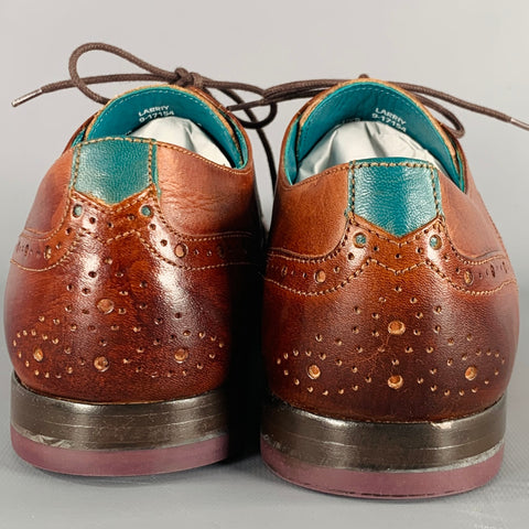 TED BAKER Size 10 Larriy Brown Perforated Leather Wingtip Lace-Up Shoes
