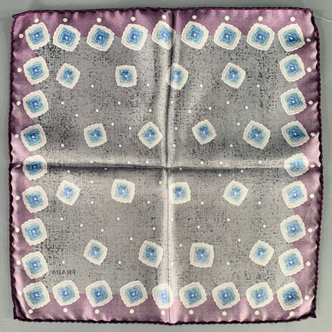 PRADA Pochette de Costume Carrés Gris Violet