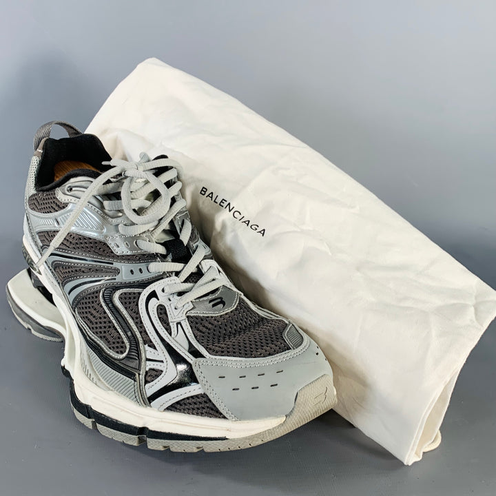 BALENCIAGA Size 10 X-Pander Grey Black Color Block Nylon Athletic Sneakers