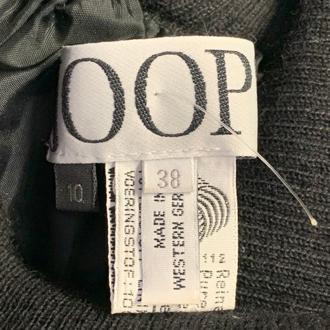 JOOP! Size 8 Black Wool Asymmetrical Fringe Midi Skirt
