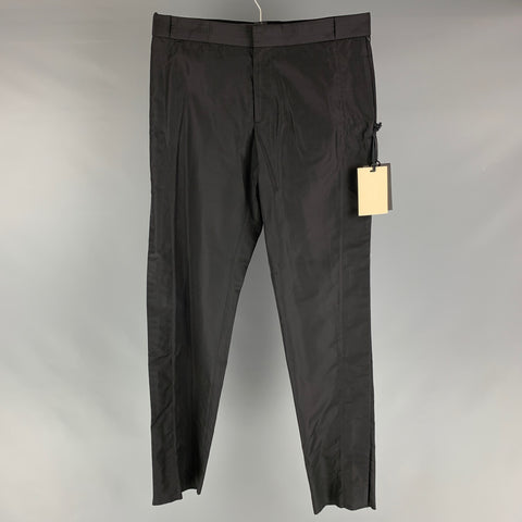 JEAN PAUL GAULTIER Size 34 Black Solid Silk Zip Up Dress Pants