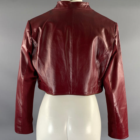 HAL RUBENSTEIN Size M Burgundy Leather Jacket Blazer