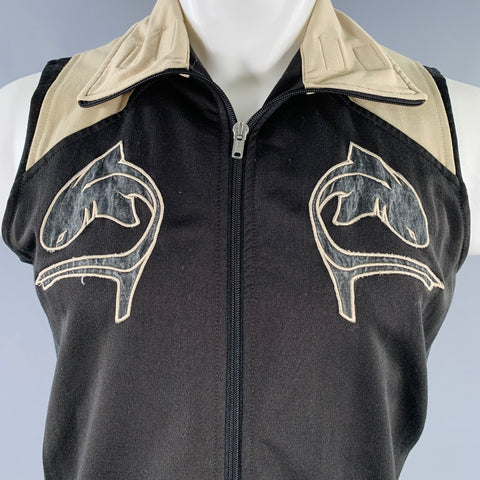 DIESEL STYLE LAB Size M Black Taupe Applique Polyamide Blend Vest