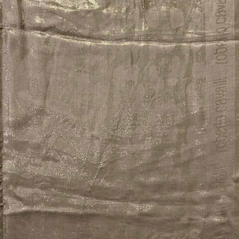 ROBERTO CAVALLI Silver Olive Marbled Modal Blend Jacquard Scarf Shawl