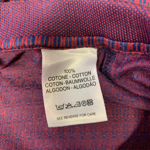ERMENEGILDO ZEGNA Size L Burgundy Navy Geometric Cotton Buttoned Polo