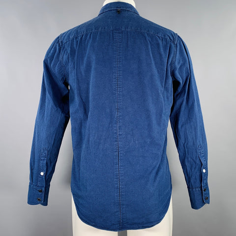 RAG & BONE Size M Blue Black Checkered Cotton One Pocket Long Sleeve Shirt