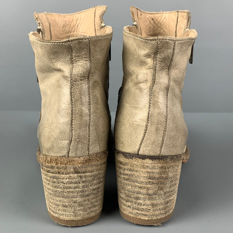 OFFICINE CREATIVE Botas color crema con doble cremallera talla 7
