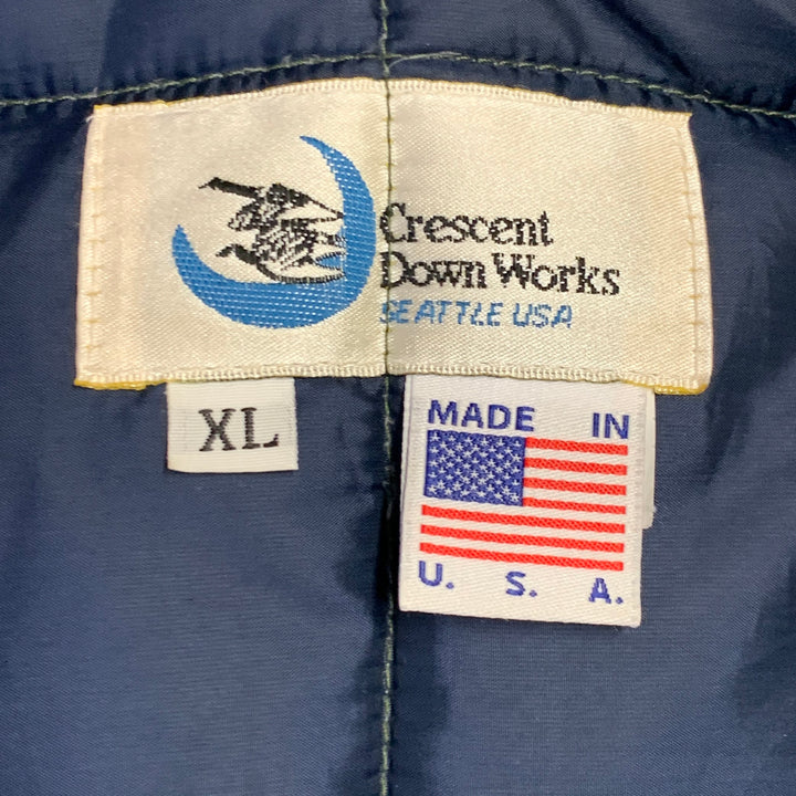 CRESCENT DOWN WORKS Size XL Green Herringbone Virgin Wool Snaps Jacket