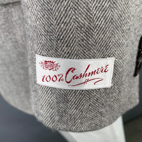 O'CONNELL'S Size L Grey Herringbone Cashmere Notch Lapel Sport Coat