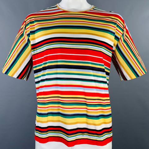 STEPHAN SCHNEIDER Size XXXL Multi Color Stripe Cotton Short Sleeve T-shirt