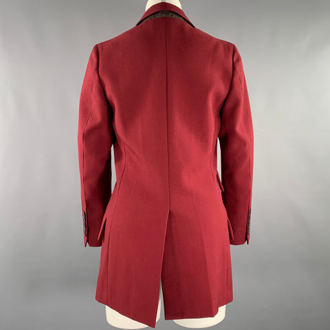 GUCCI Size S Burgundy Single Breasted Twill Jacket Blazer