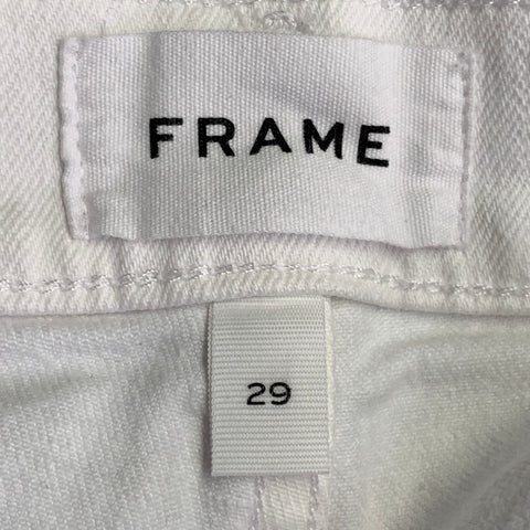 FRAME Size 29 Blanc Rips White Twill Cotton Blend Distressed Low Rise Skinny Jeans