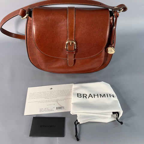 BRAHMIN Addilyn Brown Cognac Leather Crossbody Handbag