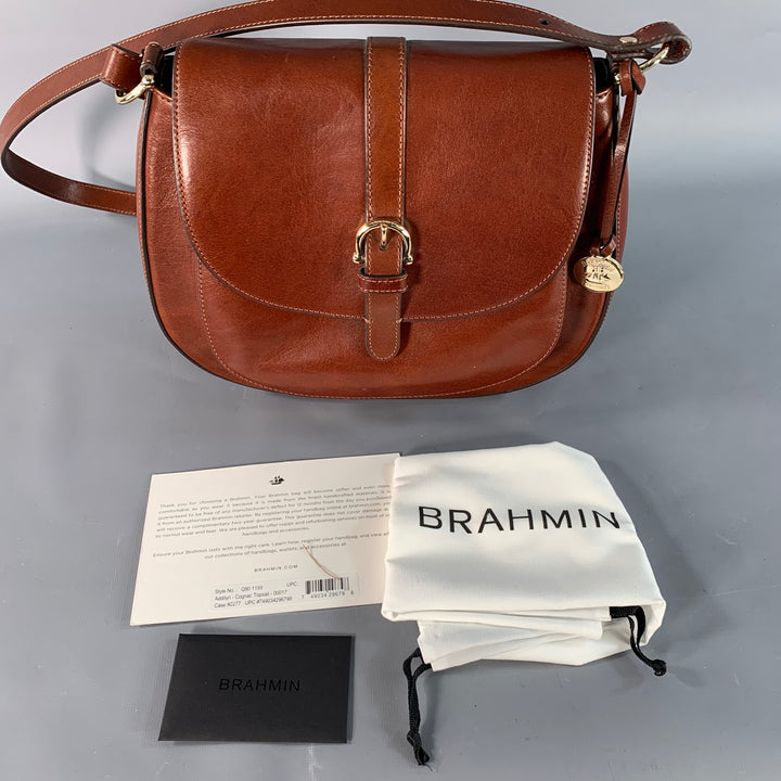 BRAHMIN Addilyn Brown Cognac Leather Crossbody Handbag