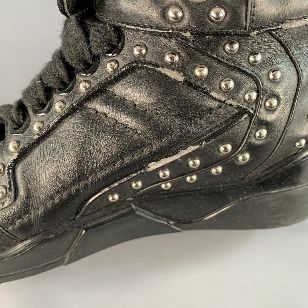 GIVENCHY Size 9 Tyson Black Studded Leather High Top Sneakers