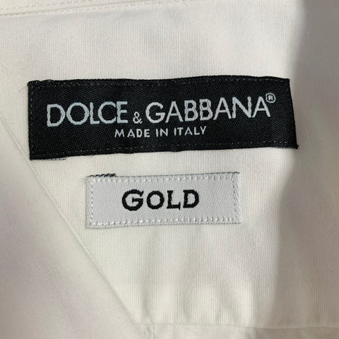 DOLCE & GABBANA GOLD Size M White Point Collar Short Sleeve Shirt