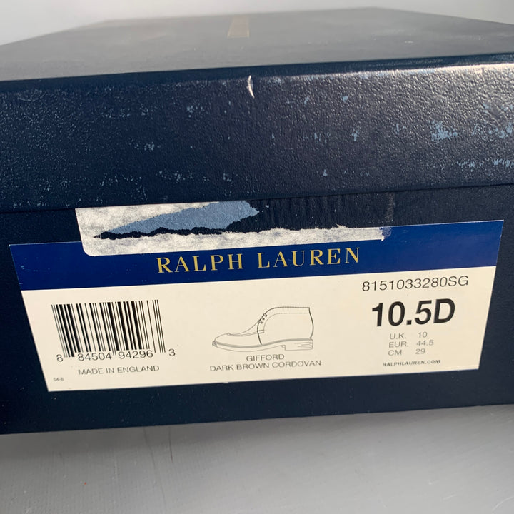 RALPH LAUREN Size 10.5 Gifford Brown Cordovan Leather Lace-Up Ankle Boots